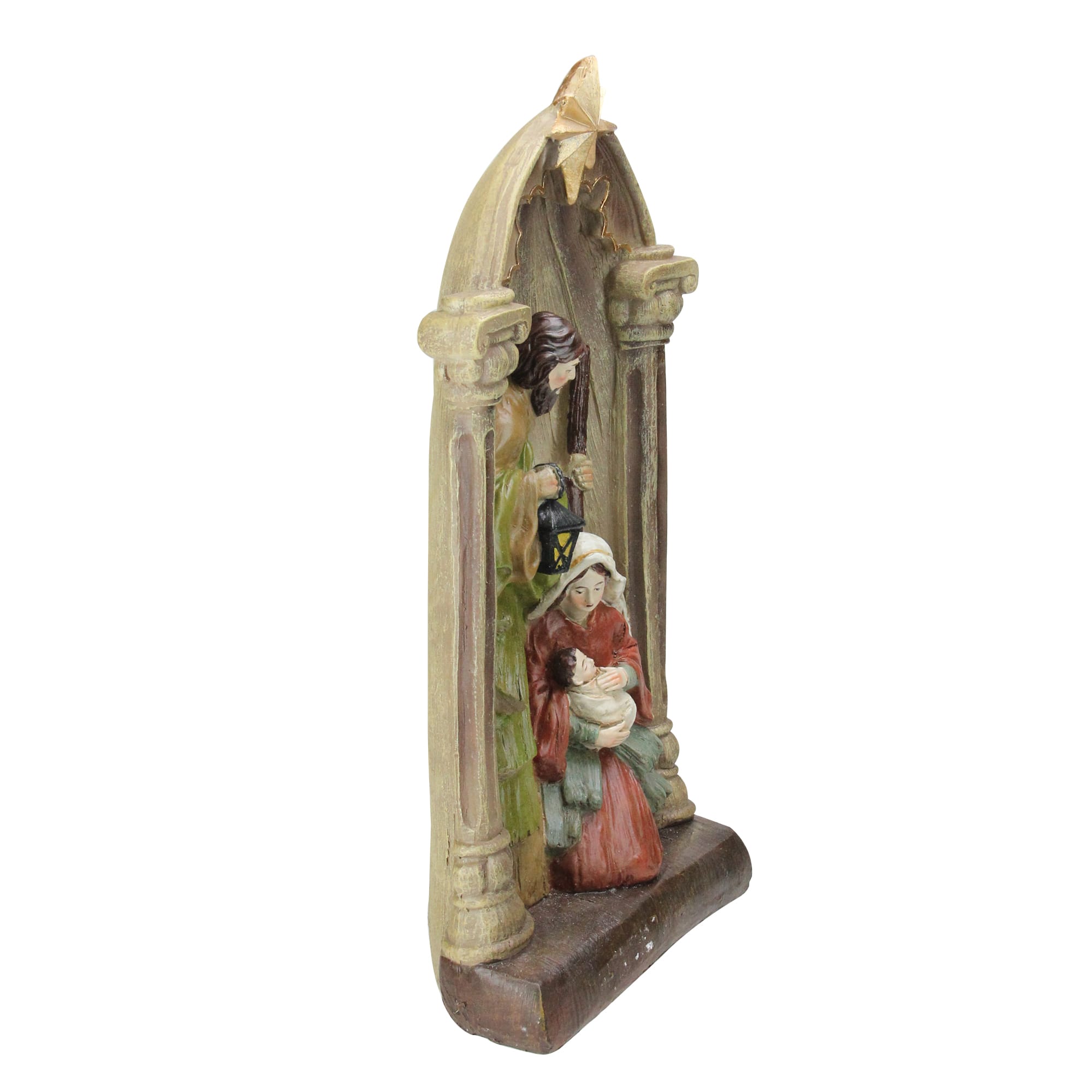 14.5" Holy Family And Star Nativity Statue Décor